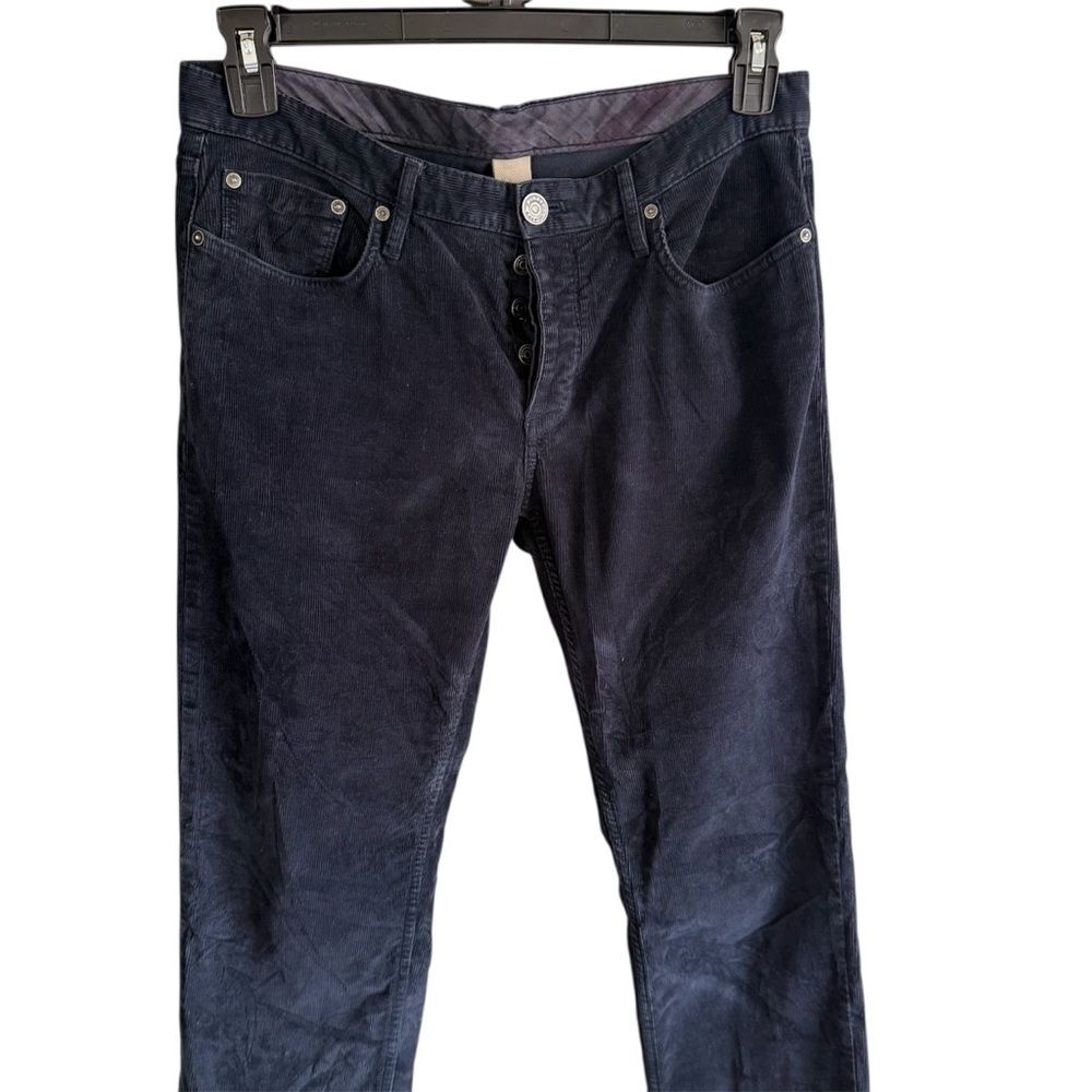 Burberry Brit Men Dark Navy Corduroy Pants Trousers Button-Fly Straight Leg 30R